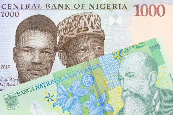 Макро Зображенні Синьої Фіолетової Зеленої Банкноти Тисячу Найр Нігерії Зображено — стокове фото