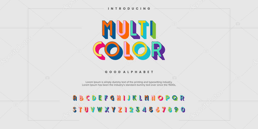 Futuristic minimalist display font design, alphabet, typeface, letters and numbers, typography.