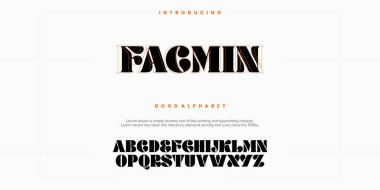 Soyut Moda yazı tipi alfabesi. Logo, marka vb. için minimum modern şehir yazı tipleri. Typography yazı tipi büyük harf küçük harf ve sayı. vektör illüstrasyonu