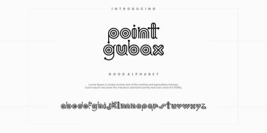 Modern soyut dijital alfabe yazı tipi. Minimum teknoloji tipografisi, yaratıcı şehir sporları moda fütüristik yazı tipi ve rakamlar. vektör illüstrasyonu