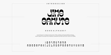 Soyut Moda yazı tipi alfabesi. Logo, marka vb. için minimum modern şehir yazı tipleri. Typography yazı tipi büyük harf küçük harf ve sayı. vektör illüstrasyonu