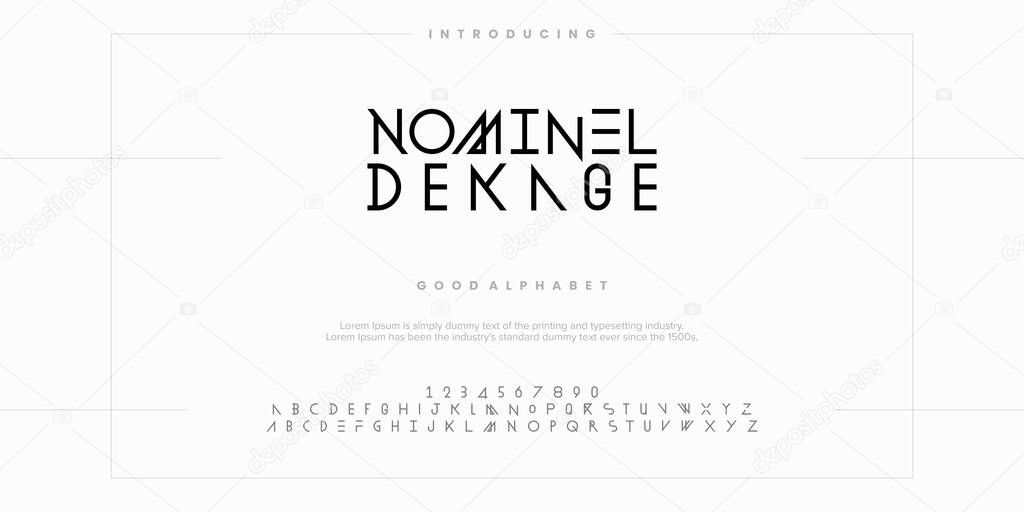 Modern abstract digital alphabet font. Minimal technology typography, Creative urban sport fashion futuristic font and with numbers. vector illustration