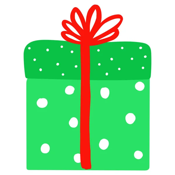 Рождественская Новогодняя Подарочная Коробка Красной Лентой Иллюстрация Бокового Вида Силуэт — стоковый вектор