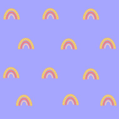 Vector doodle seamless background with colorful rainbow,bright illustration for kids fashion,nursery decoration,pattern for childish textile,fabric,accessories, birthday and baby shower design.