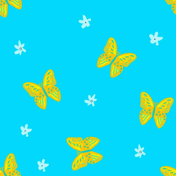 Motif Sans Couture Avec Des Fleurs Abstraites Des Papillons Impression — Image vectorielle