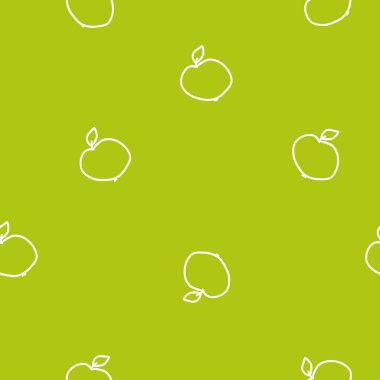 Beyaz elma silueti ile yaz deseni tebeşir stili, lezzetli el çizimi sanat, kapak için yazdırma, kumaş, tekstil, kağıt tasarımı