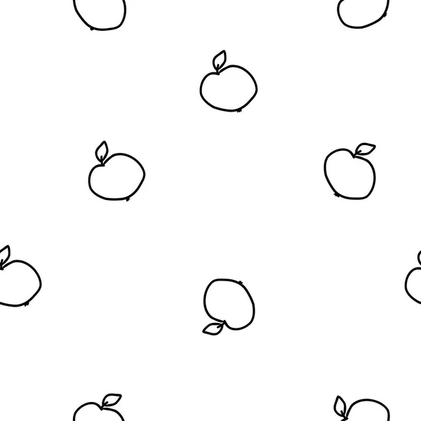 Disposition Äpple Silhuett Krita Stil Sömlös Mönster Välsmakande Handritade Frukter — Stock vektor