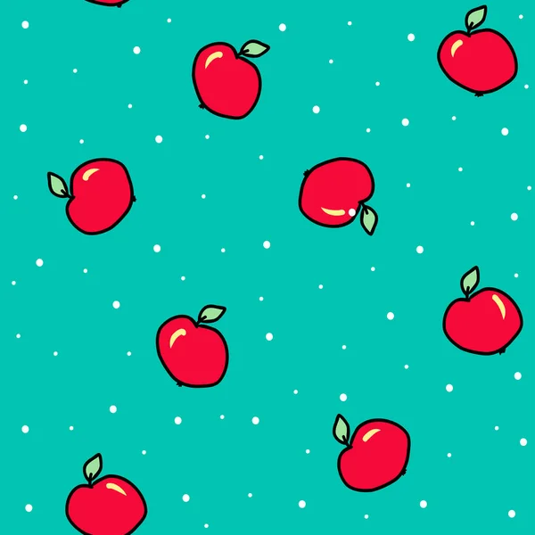 Καλοκαίρι Αδιάλειπτη Μοτίβο Κόκκινο Μήλο Σιλουέτα Στυλ Doodle Νόστιμα Φρούτα — Διανυσματικό Αρχείο