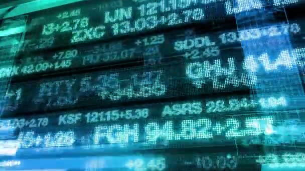 Stock Market Tickers Cyfrowe Tło Wyświetlania Danych Ultrahd Loop — Wideo stockowe