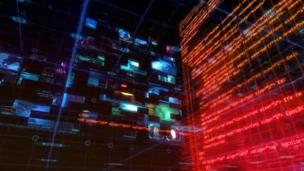 Teknoloji Arayüzü Bilgisayar Veri Dijital Ekran Matriksi — Stok video