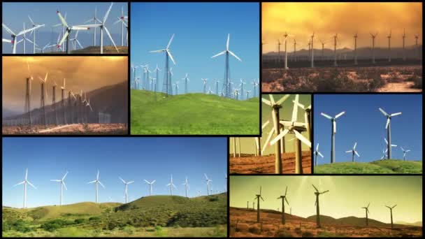 Montage Van Windparken Windmolens Hernieuwbare Energie — Stockvideo