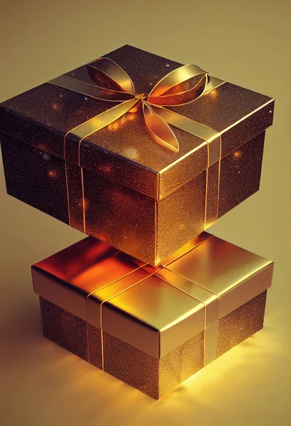christmas gift boxes in magic light