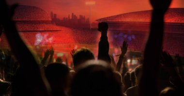 Futbol ya da futbol taraftarları stadyumdaki bir maçta