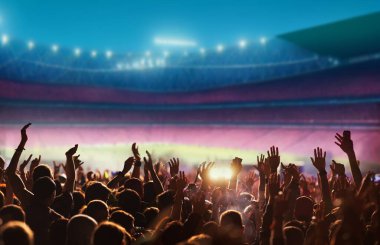 Futbol ya da futbol taraftarları stadyumdaki bir maçta