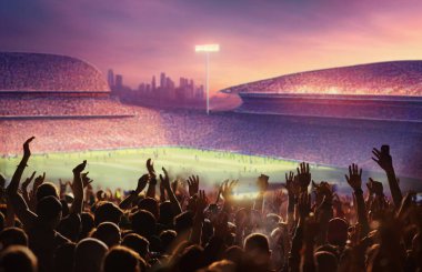Futbol ya da futbol taraftarları stadyumdaki bir maçta