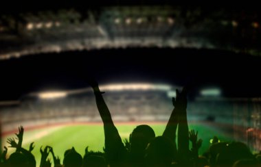 Futbol ya da futbol taraftarları stadyumdaki bir maçta