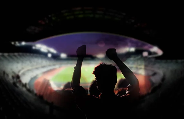 Labdarúgás Vagy Foci Rajongók Egy Játék Egy Stadionban — Stock Fotó