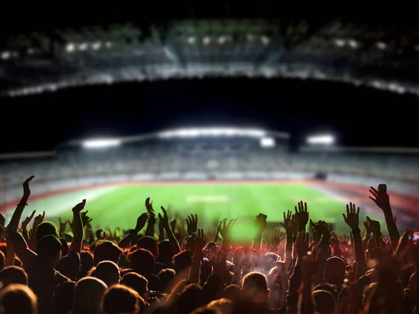 stock image football or soccer fans at a game in a stadium