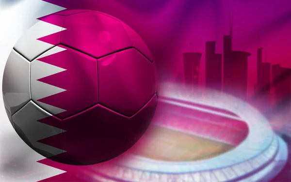 カタールの国旗の色のサッカーボール — ストック写真