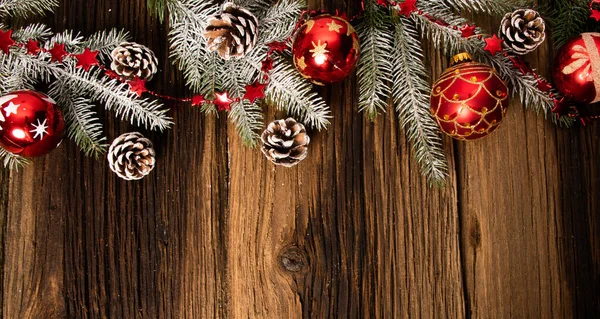 Vánoční Dekorace Osvětlení Dřevěný Stůl — Stock fotografie