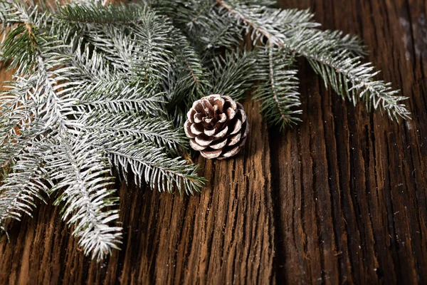 Vánoční Dekorace Osvětlení Dřevěný Stůl — Stock fotografie