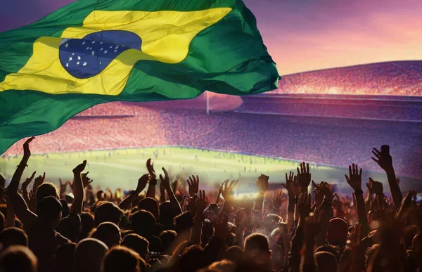 Voetbal Voetbalfans Brazilië Vlag — Stockfoto