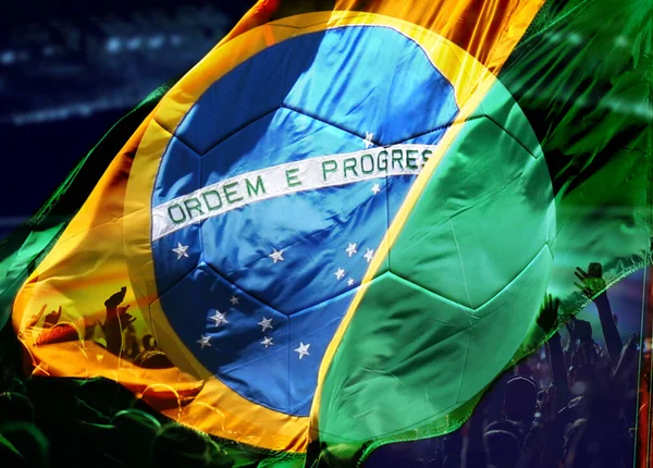 Футбольные Болельщики Флаг Бразилии — стоковое фото
