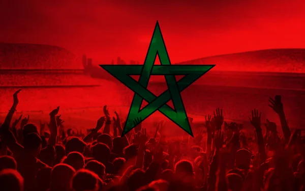 soccer or football fans and Morocco flag