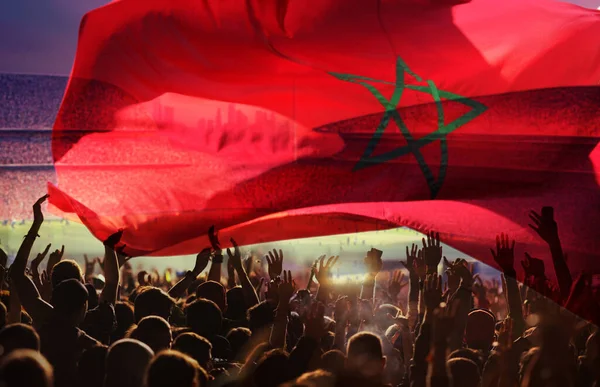 Fußballfans Und Marokko Flagge — Stockfoto