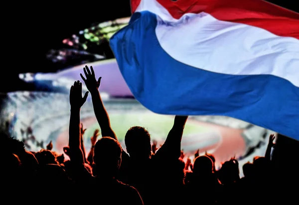 Aficionados Fútbol Fútbol Bandera Los Países Bajos — Foto de Stock