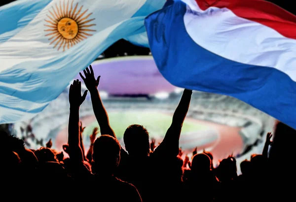 Hinchas Fútbol Bandera Holanda Argentina — Foto de Stock