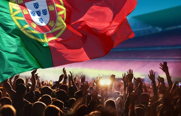 Torcedores Futebol Bandeira Portugal — Fotografia de Stock