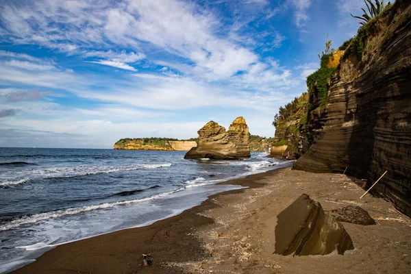 stock image rock formations on the beach Procida island