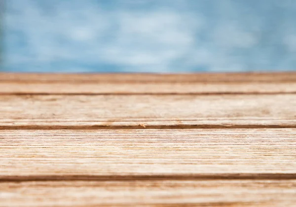 Empty Wooden Table Sea Background — Stock Photo, Image