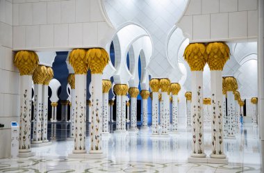 Abu Dabi Birleşik Arap Emirlikleri 'ndeki Şeyh Zayed Büyük Camii' nin detayları.
