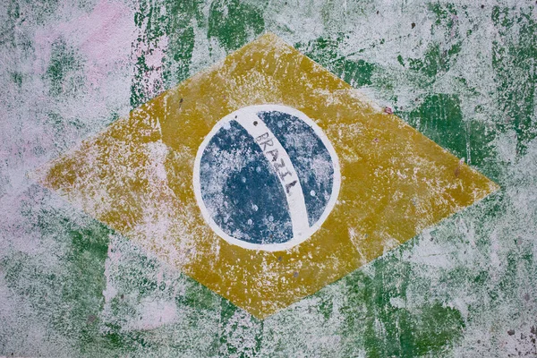 brazil flag painted on vintage wall