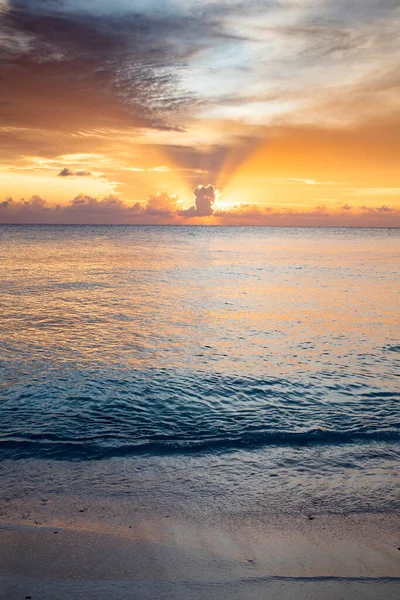 Дивовижний Захід Сонця Морському Тропічному Пляжі — стокове фото