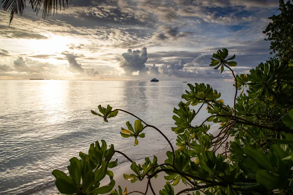 Amazing Sunset Sea Tropical Island — Stock Photo, Image