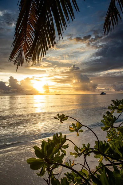 Erstaunlicher Sonnenuntergang Über Dem Meer Auf Einer Tropischen Insel — Stockfoto