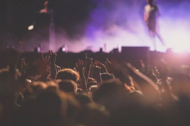 Kalabalık sahne ışıkları canlı konser yaz müzik festivali
