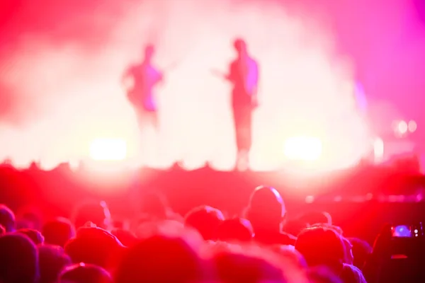 Crowd Partying Stage Lights Live Concert Summer Music Festival — ストック写真