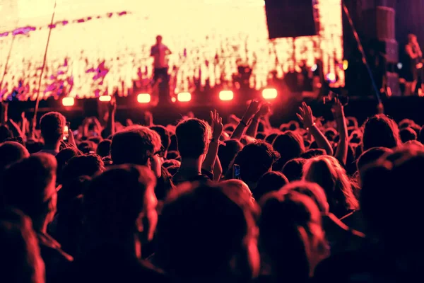 Crowd Partying Stage Lights Live Concert Summer Music Festival — Stok fotoğraf