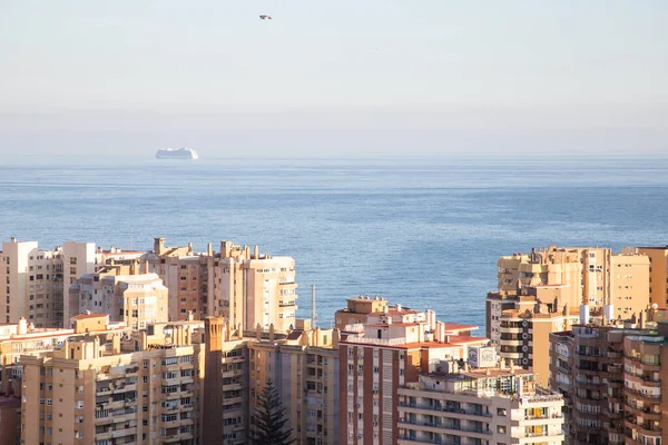 Uitzicht Malaga Bij Zonsondergang Banner — Stockfoto