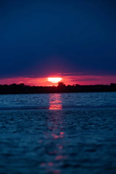 Increíble Puesta Sol Lago — Foto de Stock