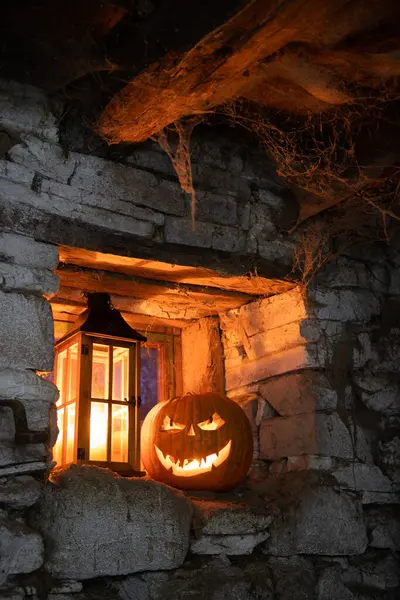 Spooky Jack Lantern Halloween Pumpkin — Stock Photo, Image