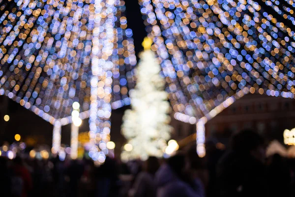 休日のライト カラフルなボケ クリスマス ライト — ストック写真