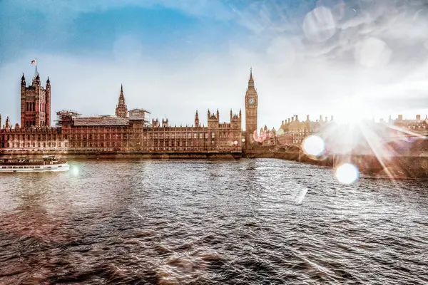 Big Ben Houses Parliament Coucher Soleil Londres Royaume Uni — Photo