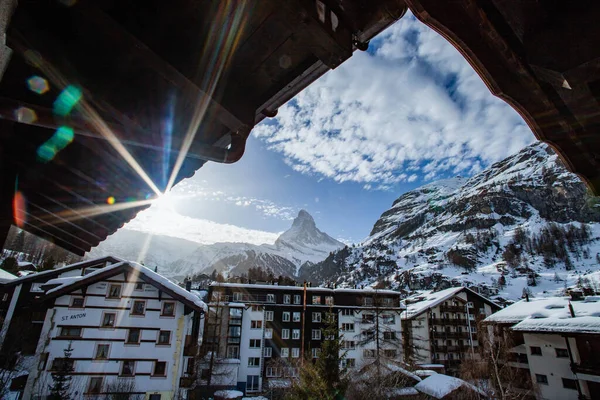 View Matterhorn Hotel Window Zermatt — Stock Photo, Image
