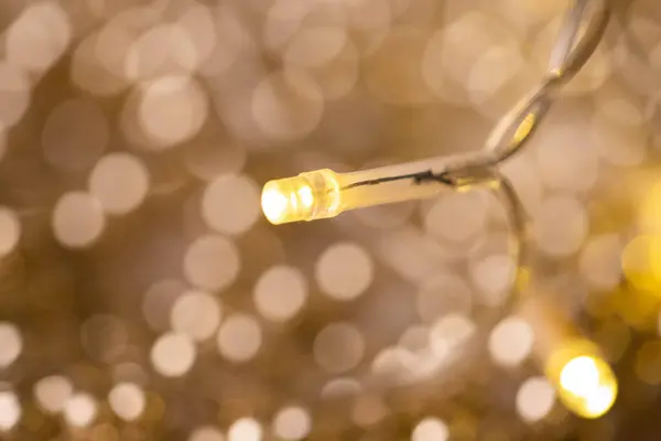 Goldene Bokeh Weihnachtsbeleuchtung Hintergrund — Stockfoto