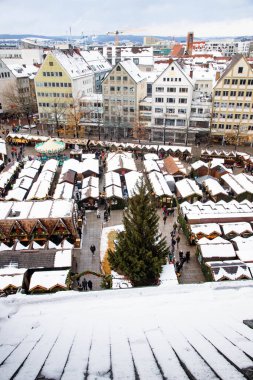 Ulm noel pazarında hava manzarası